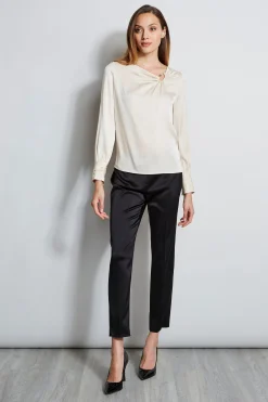 Elie Tahari Asymmetric Silk Pearl Shirt- Tops & Sweaters