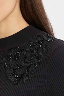 Elie Tahari Beaded Rib Sweater- Tops & Sweaters|Suiting