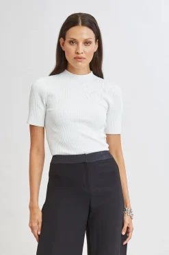 Elie Tahari Beaded Rib Sweater- Tops & Sweaters|Suiting