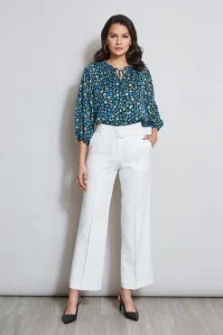 Elie Tahari Belted Crepe Pant- Bottoms