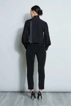 Elie Tahari Blouson Satin Tie Shirt- Tops & Sweaters