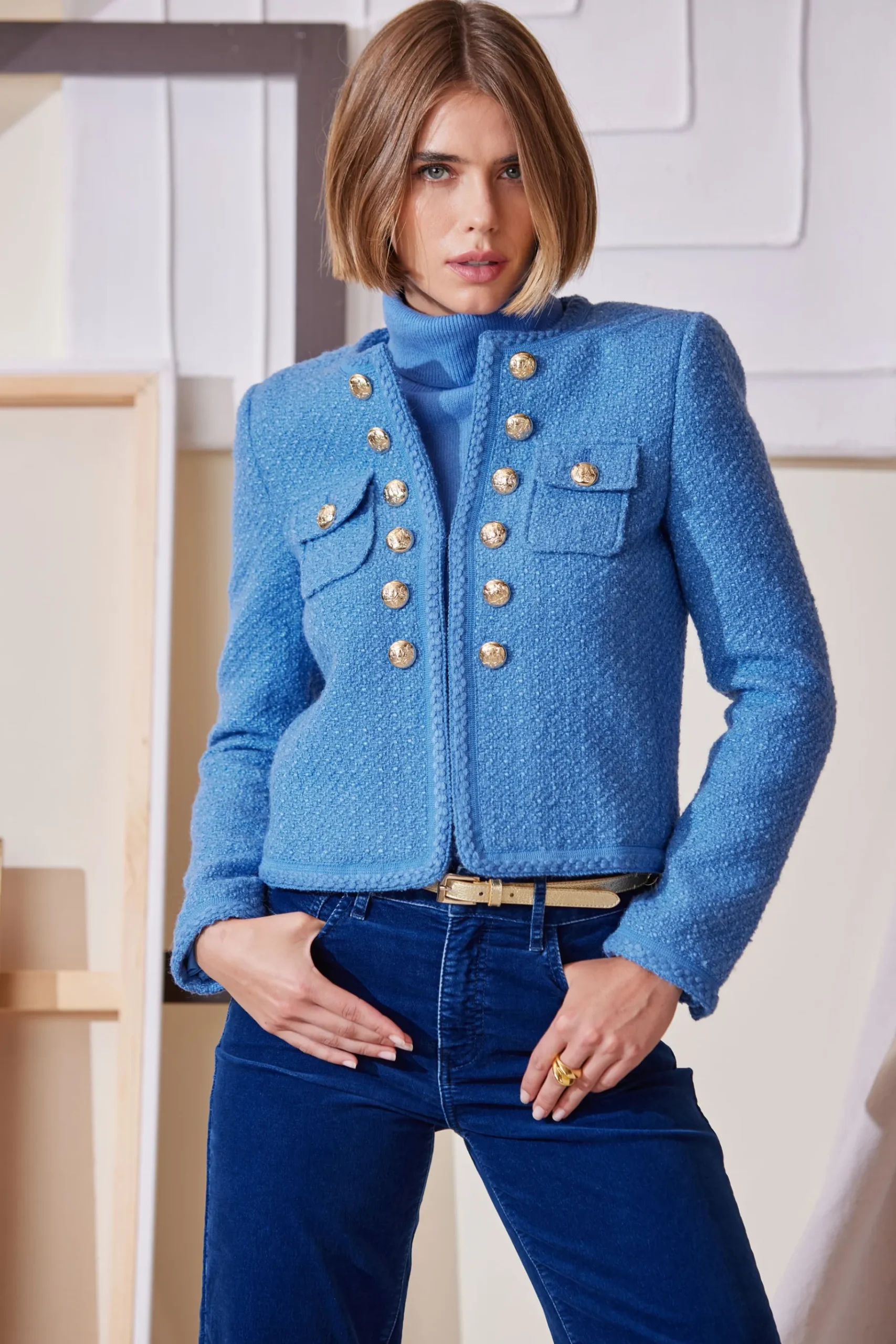 Elie Tahari Boucle Button Jacket- Jackets & Blazers