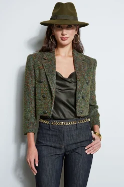 Elie Tahari Boucle Tweed Cropped Jacket- Jackets & Blazers