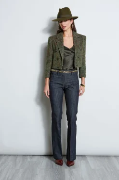 Elie Tahari Boucle Tweed Cropped Jacket- Jackets & Blazers