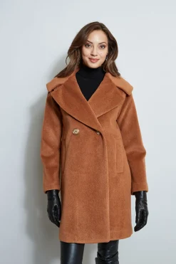 Elie Tahari Brushed Double Breasted Coat- Coats