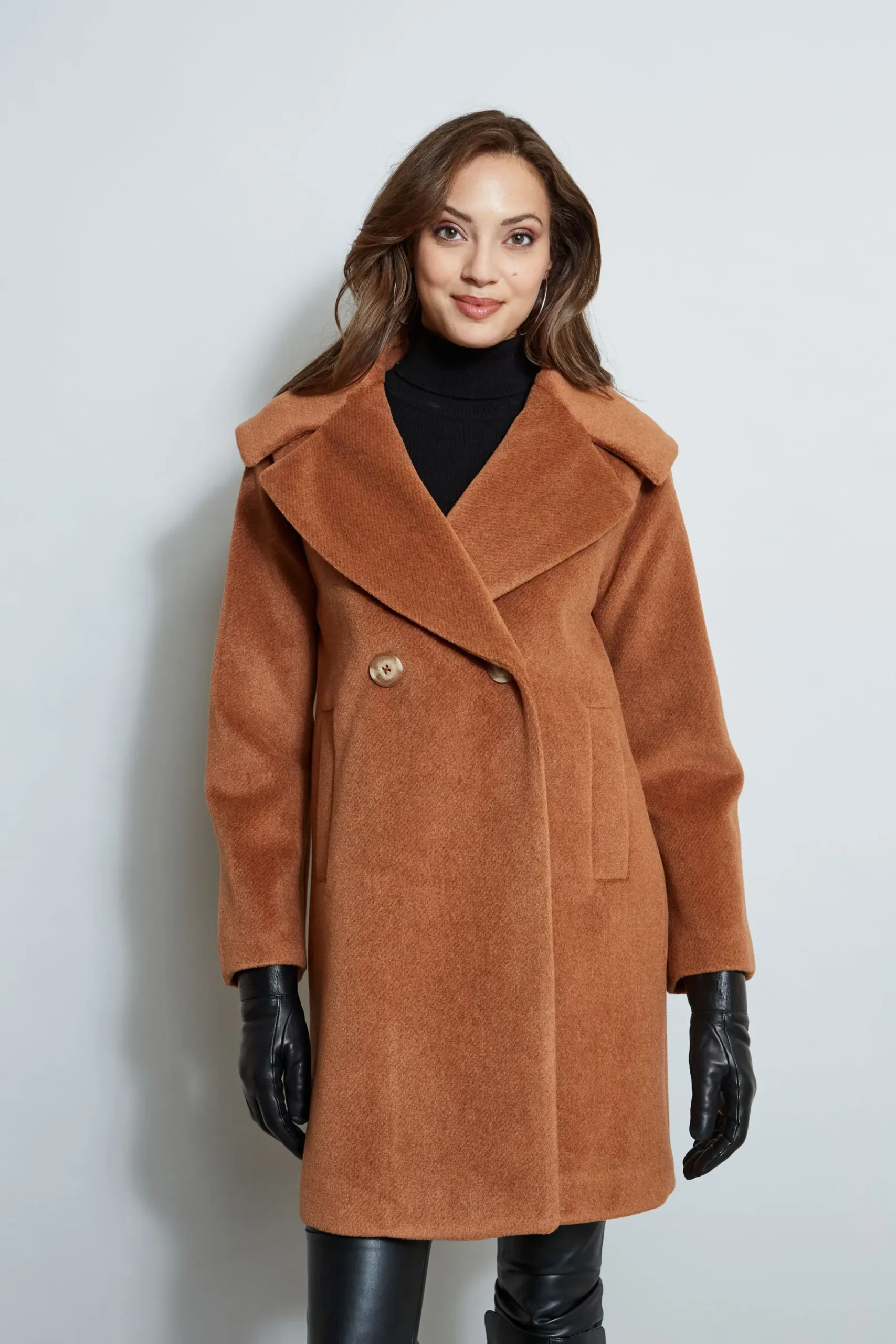 Elie Tahari Brushed Double Breasted Coat- Coats