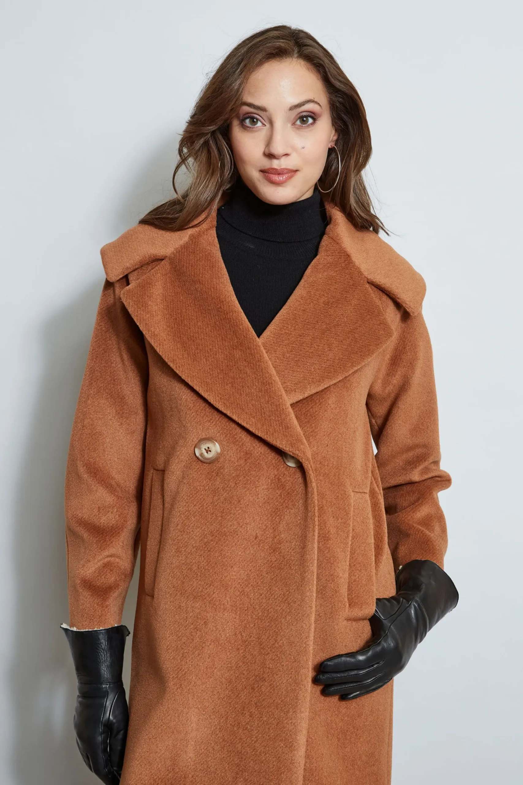 Elie Tahari Brushed Double Breasted Coat- Coats