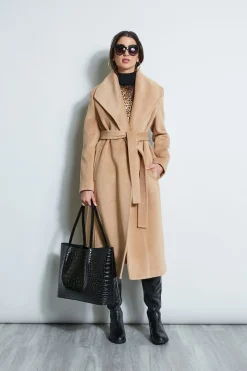 Elie Tahari Brushed Wrap Maxi Coat- Coats
