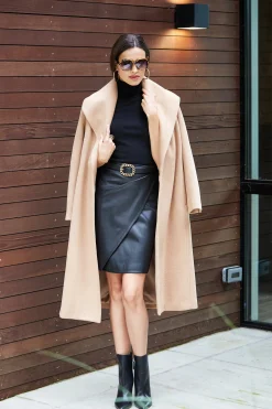 Elie Tahari Brushed Wrap Maxi Coat- Coats