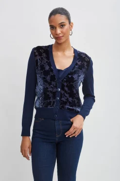 Elie Tahari Burnout Velvet Cardigan- Tops & Sweaters