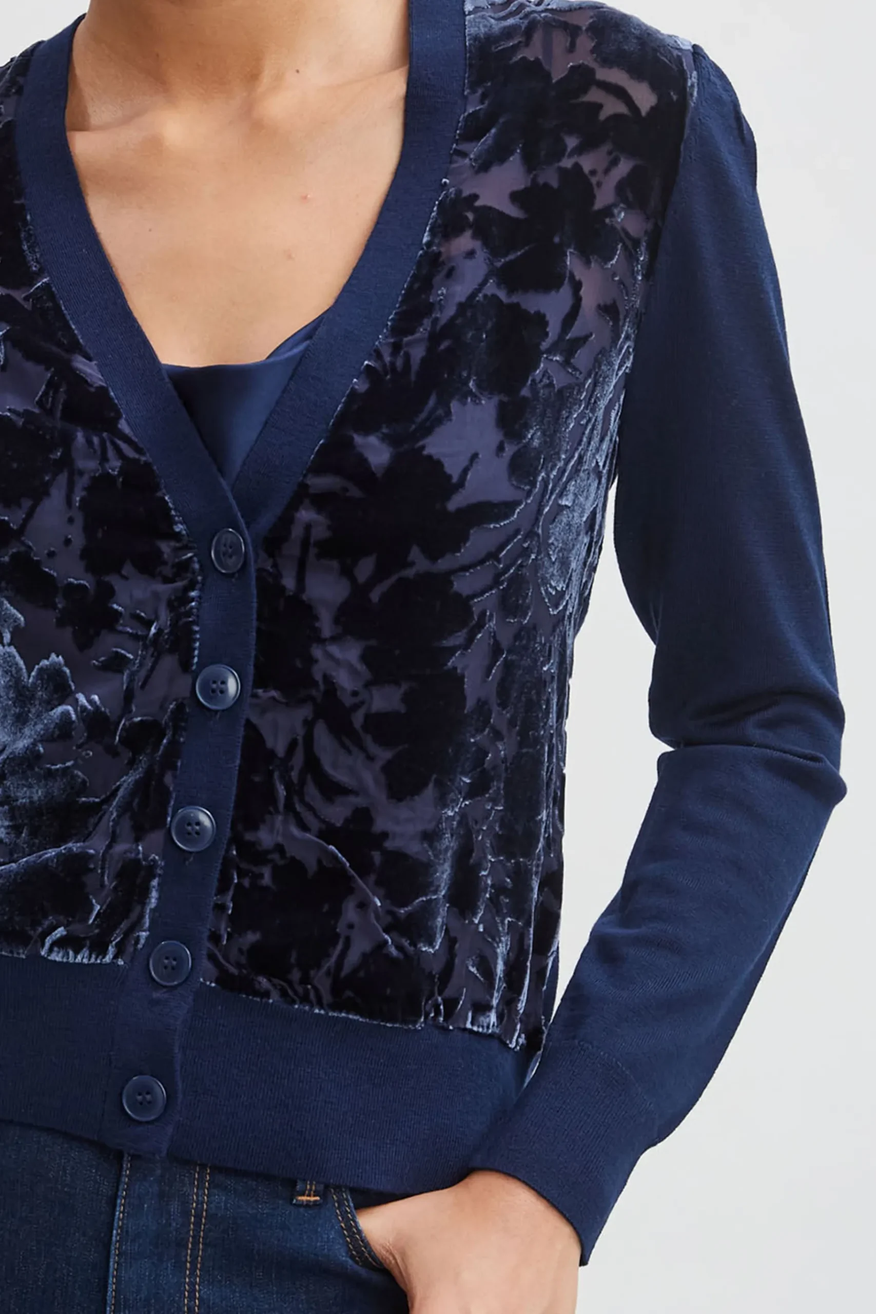 Elie Tahari Burnout Velvet Cardigan- Tops & Sweaters