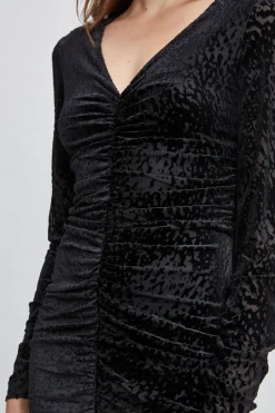 Elie Tahari Burnout Velvet Ruched Dress- Dresses & Jumpsuits