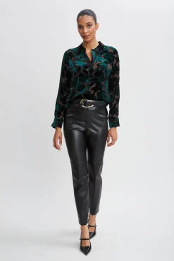 Elie Tahari Burnout Velvet Shirt- Tops & Sweaters