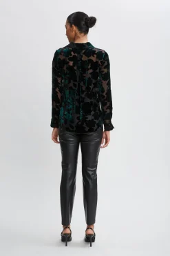 Elie Tahari Burnout Velvet Shirt- Tops & Sweaters