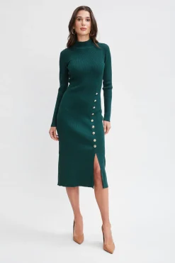 Elie Tahari Button Sweater Dress- Dresses & Jumpsuits|Long Sleeve Dresses