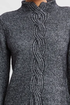 Elie Tahari Cable Front Cotton Merino Sweater- Tops & Sweaters
