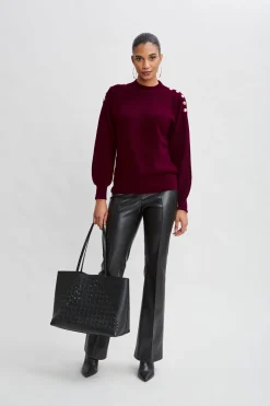 Elie Tahari Cashmere Button Sweater- Tops & Sweaters