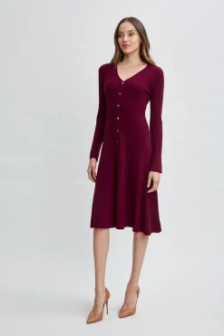 Elie Tahari Cashmere Fit & Flare Dress- Dresses & Jumpsuits|Long Sleeve Dresses
