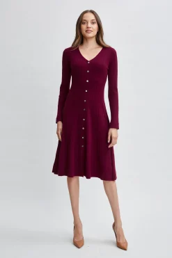 Elie Tahari Cashmere Fit & Flare Dress- Dresses & Jumpsuits|Long Sleeve Dresses