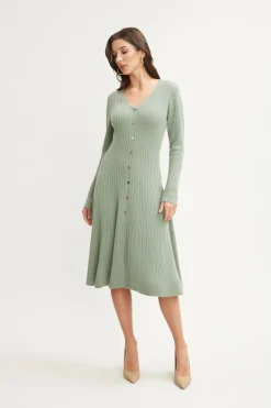Elie Tahari Cashmere Fit & Flare Dress- Dresses & Jumpsuits|Long Sleeve Dresses