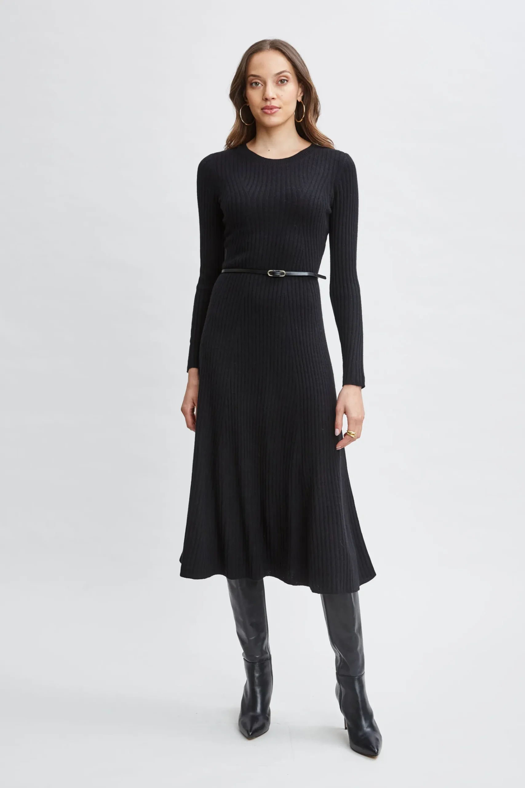 Elie Tahari Cashmere Long Sleeve Belted Dress- Dresses & Jumpsuits