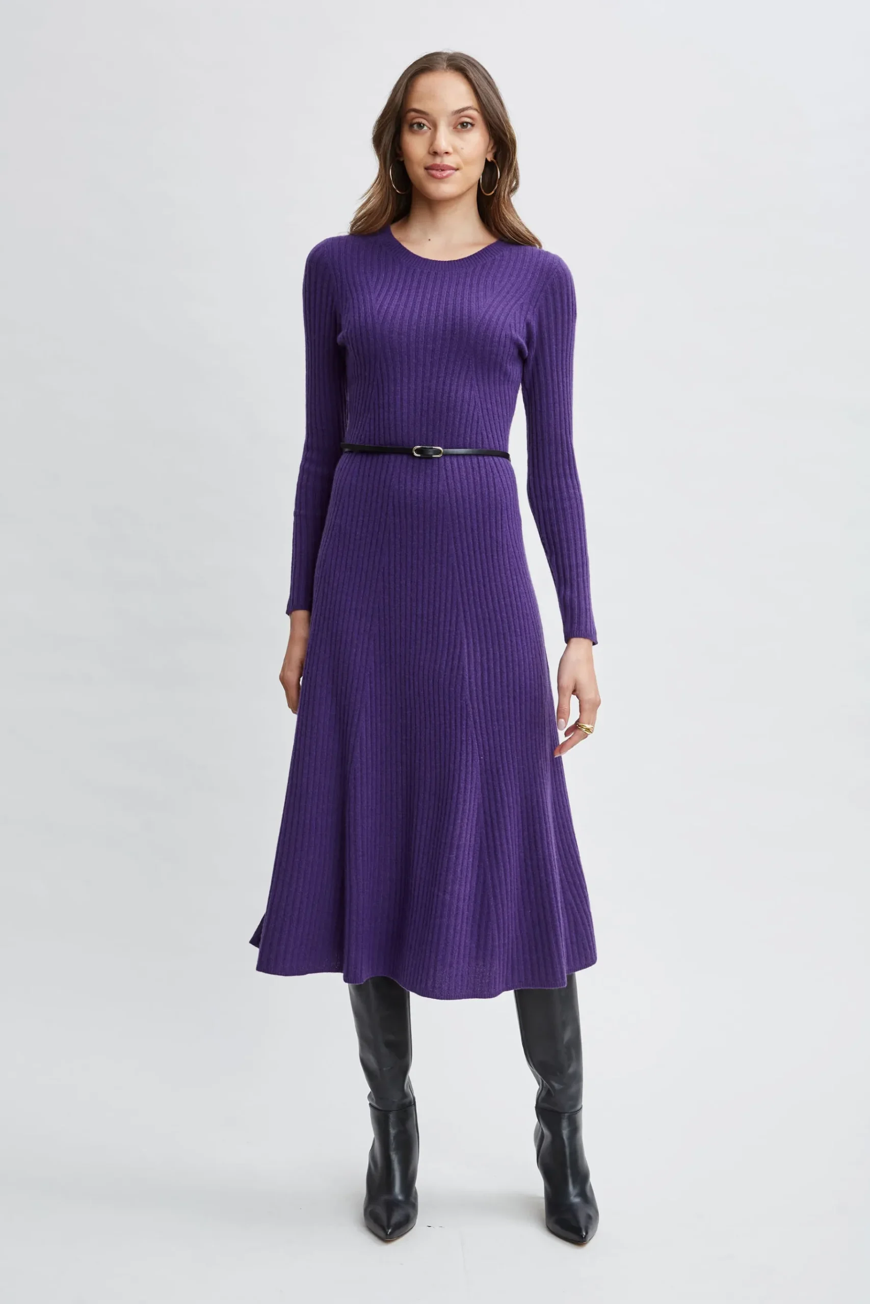 Elie Tahari Cashmere Long Sleeve Belted Dress- Dresses & Jumpsuits