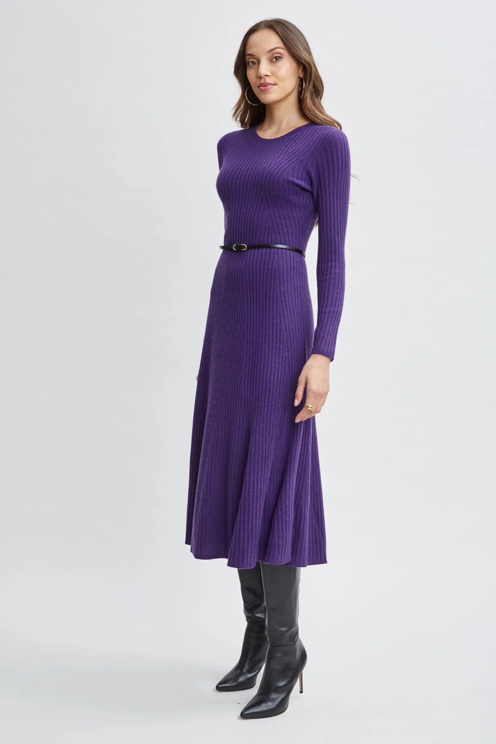 Elie Tahari Cashmere Long Sleeve Belted Dress- Dresses & Jumpsuits