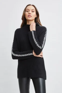 Elie Tahari Cashmere Whipstitch Sweater- Tops & Sweaters