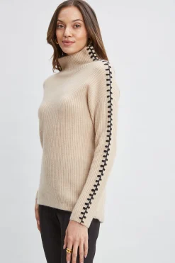 Elie Tahari Cashmere Whipstitch Sweater- Tops & Sweaters