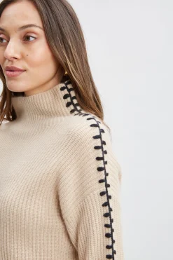Elie Tahari Cashmere Whipstitch Sweater- Tops & Sweaters