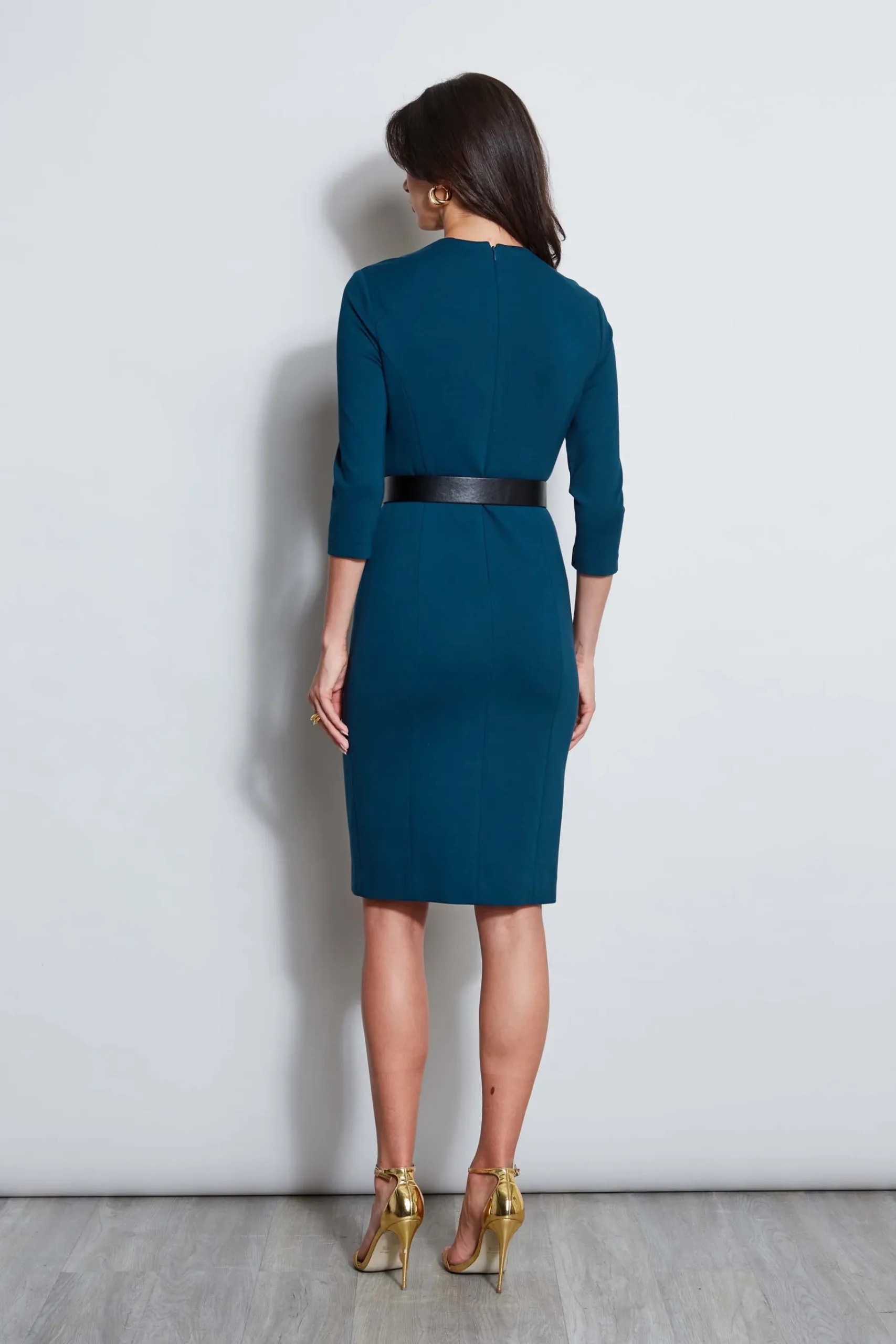 Elie Tahari Chain Belt Dart Dress- Dresses & Jumpsuits|Long Sleeve Dresses