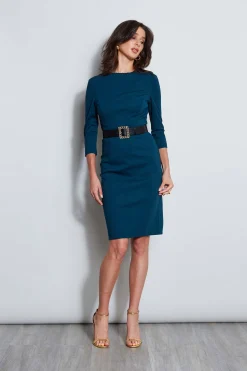 Elie Tahari Chain Belt Dart Dress- Dresses & Jumpsuits|Long Sleeve Dresses