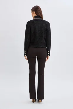 Elie Tahari Chain Trim Metallic Cardigan- Tops & Sweaters|Suiting