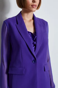 Elie Tahari Chiffon Combo Crepe Blazer- Jackets & Blazers|Suiting