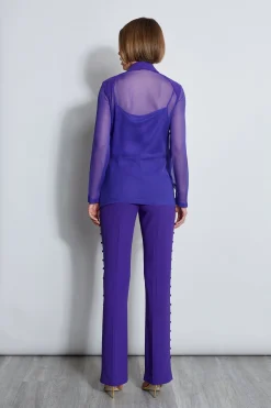 Elie Tahari Chiffon Combo Crepe Blazer- Jackets & Blazers|Suiting