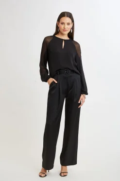 Elie Tahari Chiffon Combo Georgette Shirt- Tops & Sweaters