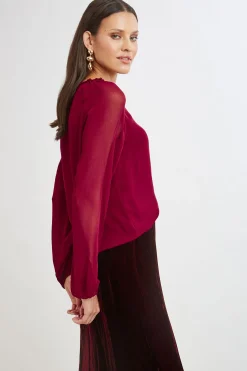 Elie Tahari Chiffon Combo Georgette Shirt- Tops & Sweaters