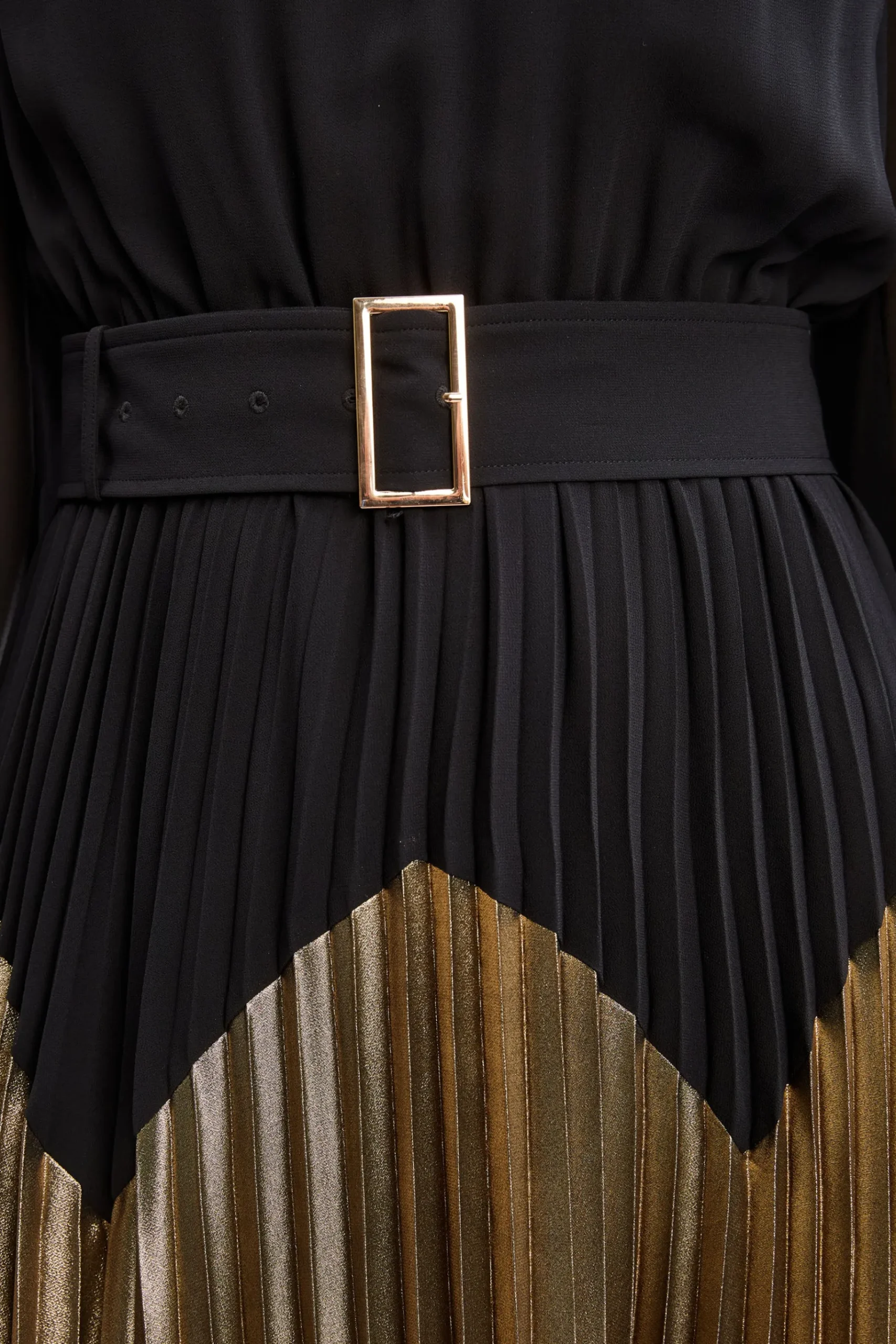 Elie Tahari Chiffon Gilded Pleated Maxi Dress- Dresses & Jumpsuits|Maxi Dresses