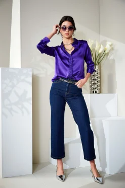 Elie Tahari Chiffon Ruffle Silk Satin Shirt- Tops & Sweaters