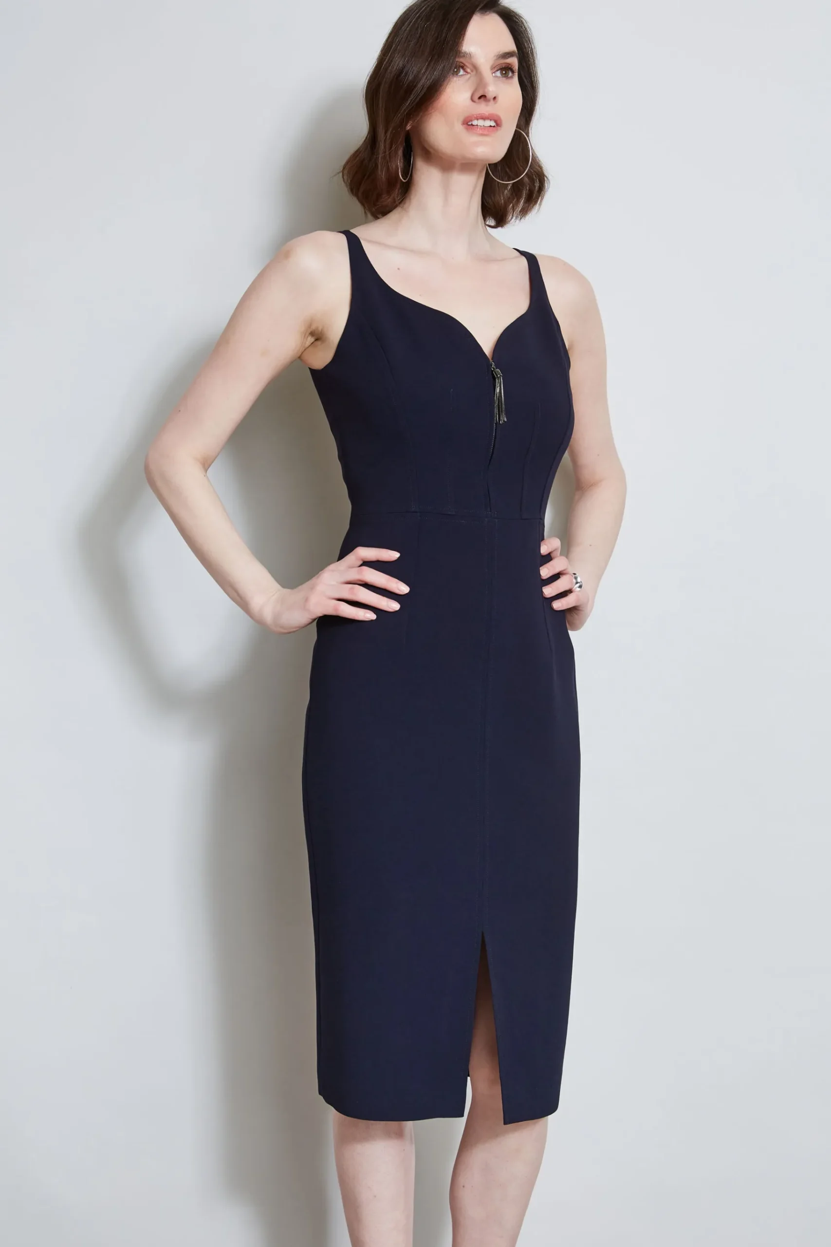 Elie Tahari Contour Zip Dress- Dresses & Jumpsuits|Midi Dresses