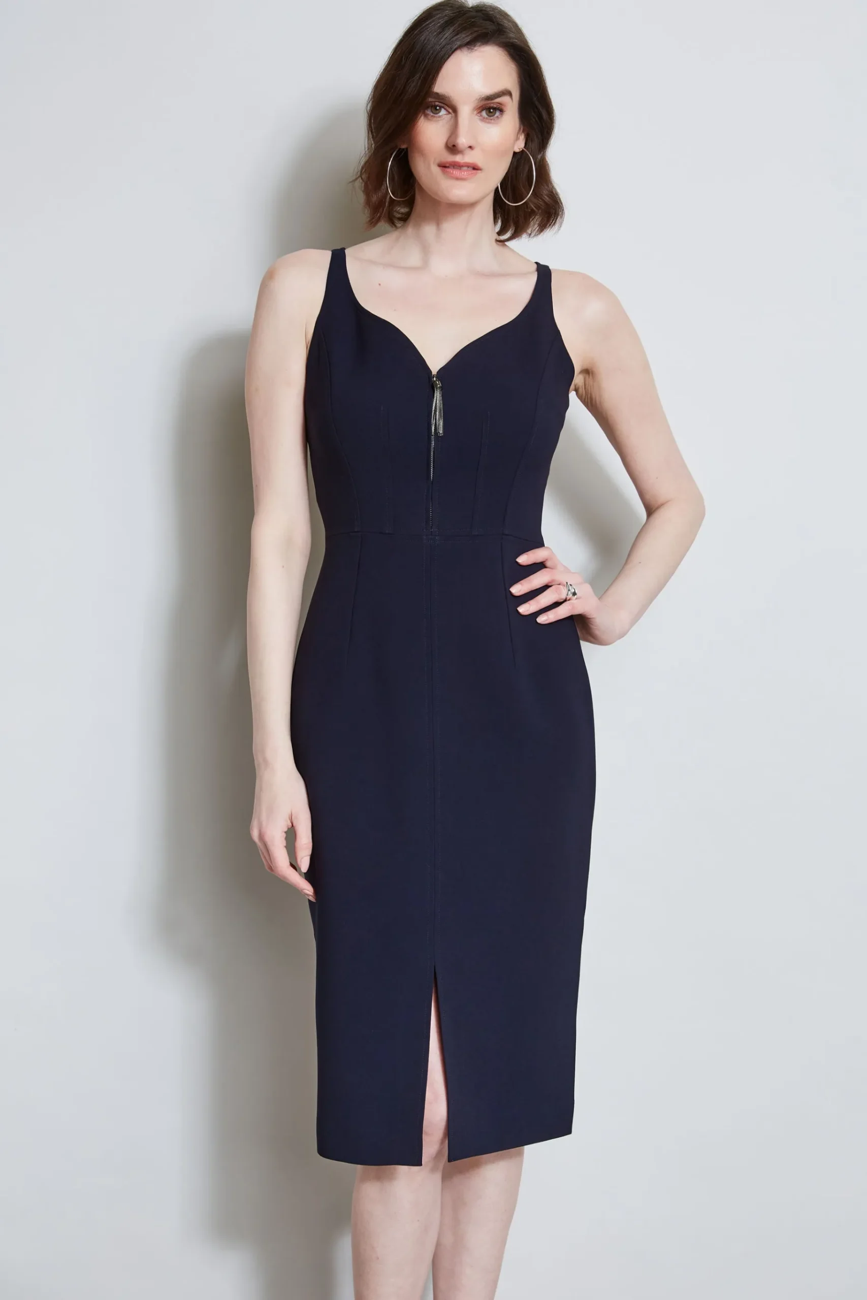 Elie Tahari Contour Zip Dress- Dresses & Jumpsuits|Midi Dresses
