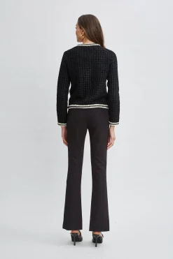 Elie Tahari Contrast Cardigan Sweater- Tops & Sweaters|Suiting