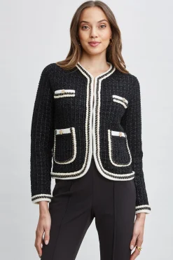 Elie Tahari Contrast Cardigan Sweater- Tops & Sweaters|Suiting