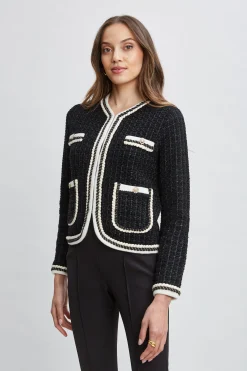 Elie Tahari Contrast Cardigan Sweater- Tops & Sweaters|Suiting