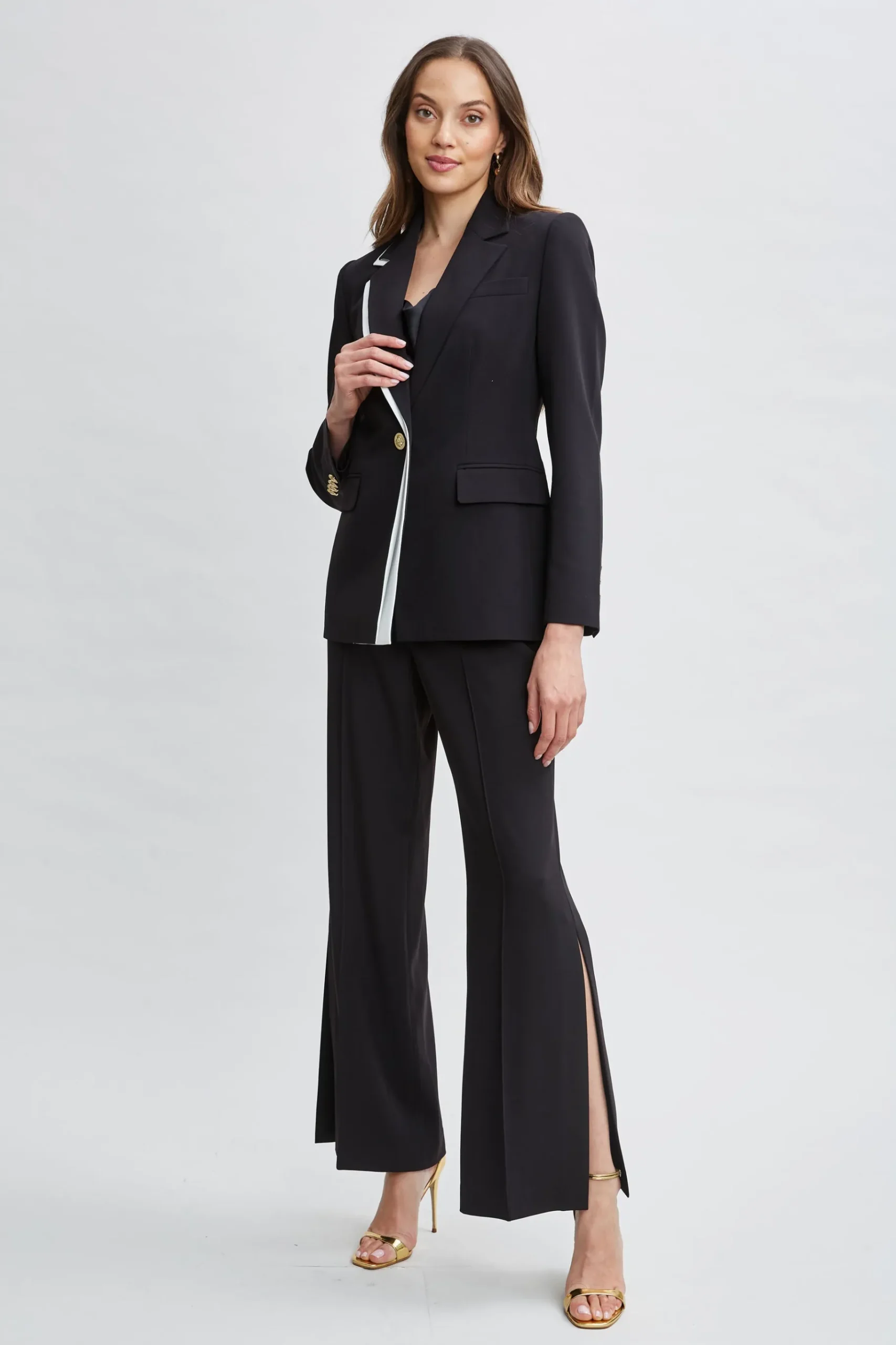 Elie Tahari Contrast Trim Blazer- Jackets & Blazers|Suiting