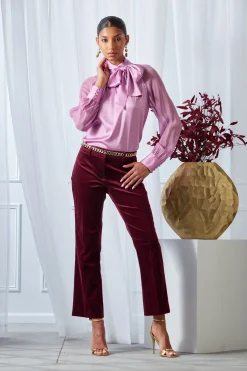 Elie Tahari Cotton Velvet Flare Pant- Bottoms|Suiting