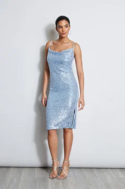 Elie Tahari Cowl Neck Sequin Dress- Dresses & Jumpsuits|Sleeveless Dresses