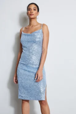 Elie Tahari Cowl Neck Sequin Dress- Dresses & Jumpsuits|Sleeveless Dresses