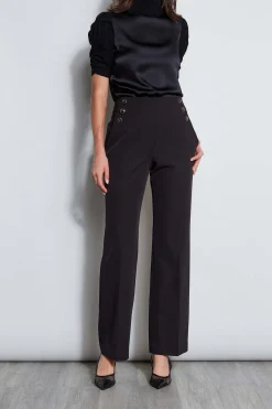 Elie Tahari Crepe Button Pant- Bottoms