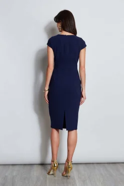 Elie Tahari Crepe Keyhole Dart Dress- Dresses & Jumpsuits|Short Sleeve Dresses